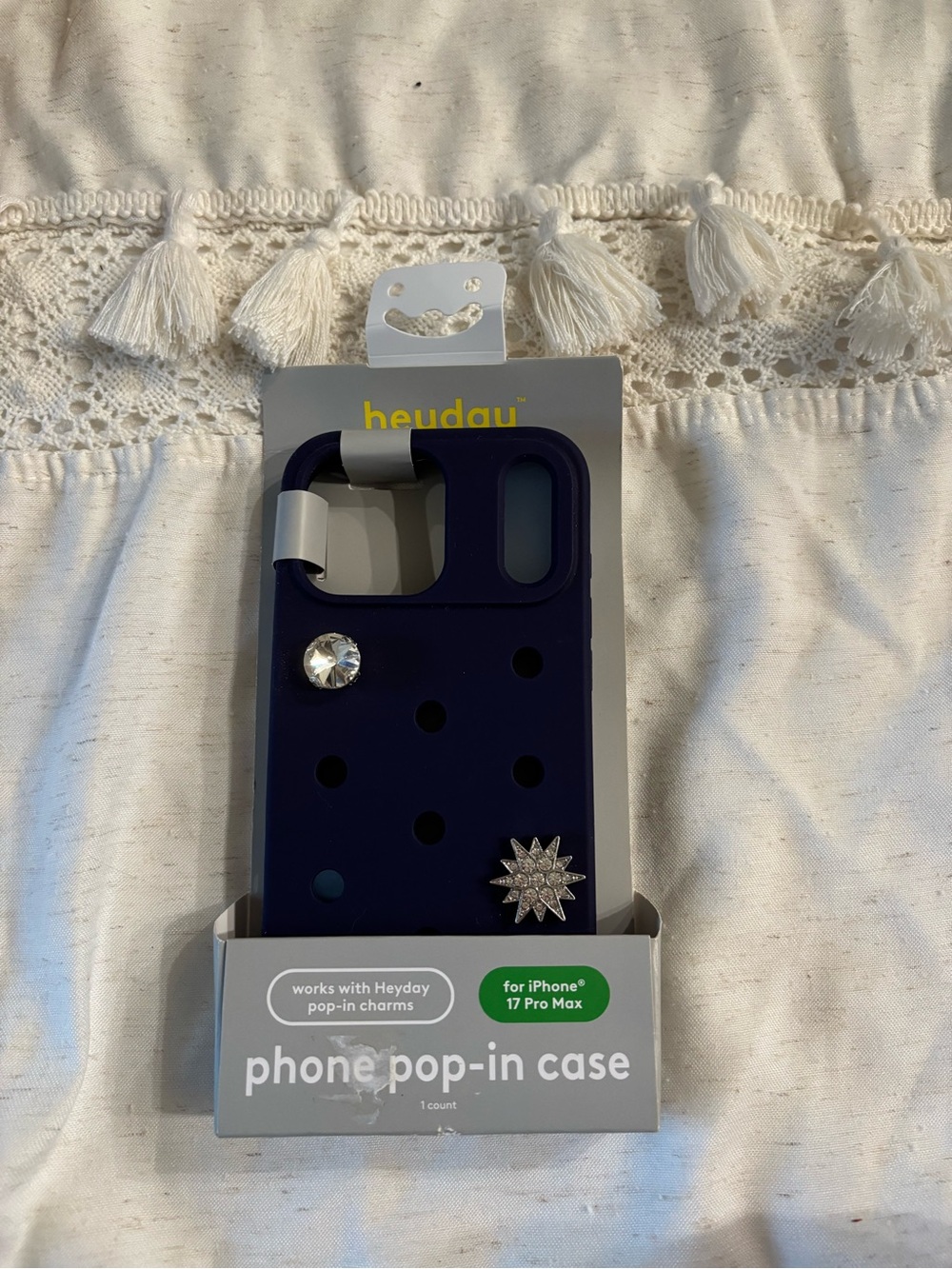 Heyday Navy Phone Pop-In Case with 2 Charms for iPhone 17 Pro Max
